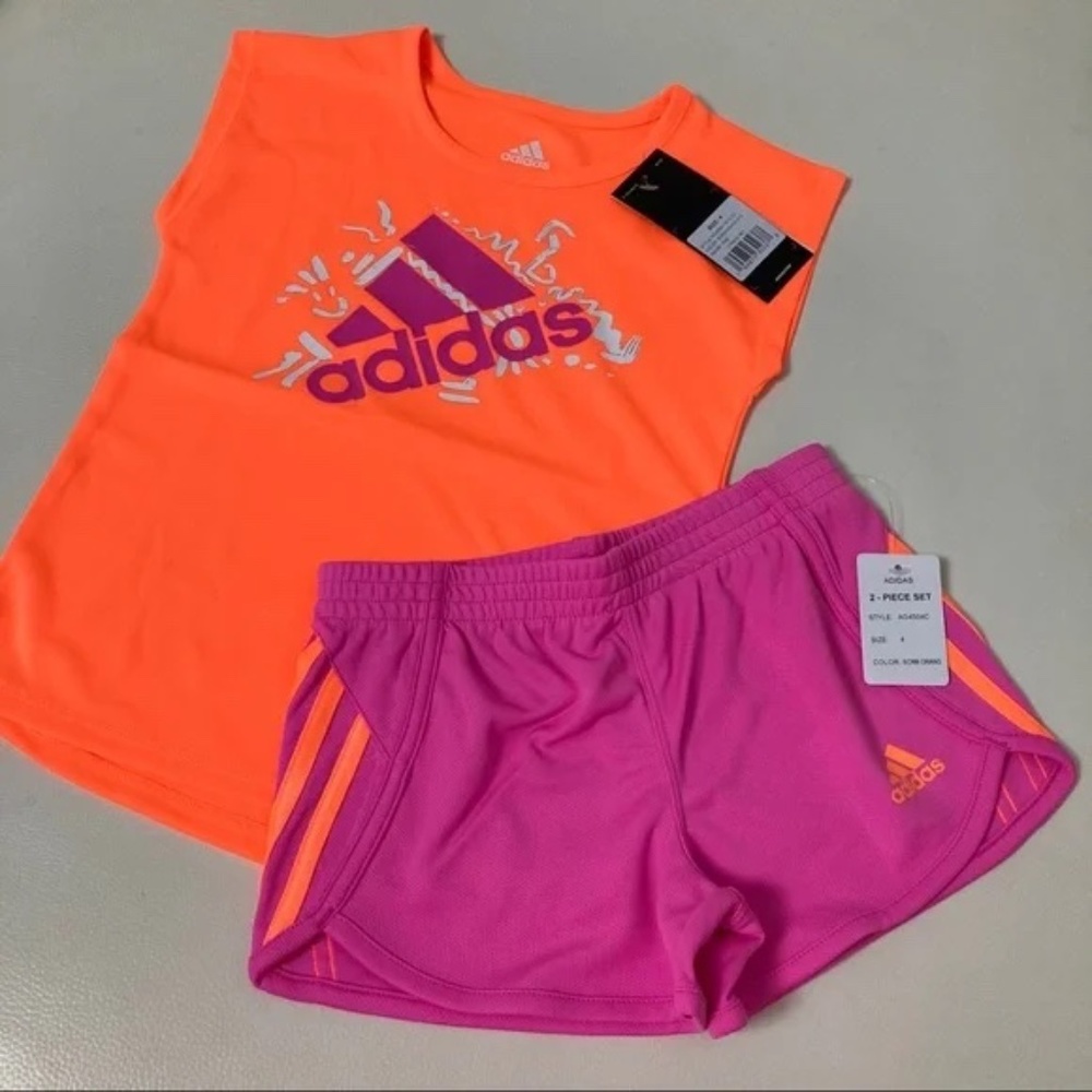 Adidas cute neon pink shorts set 6216 - Picture 4 of 5